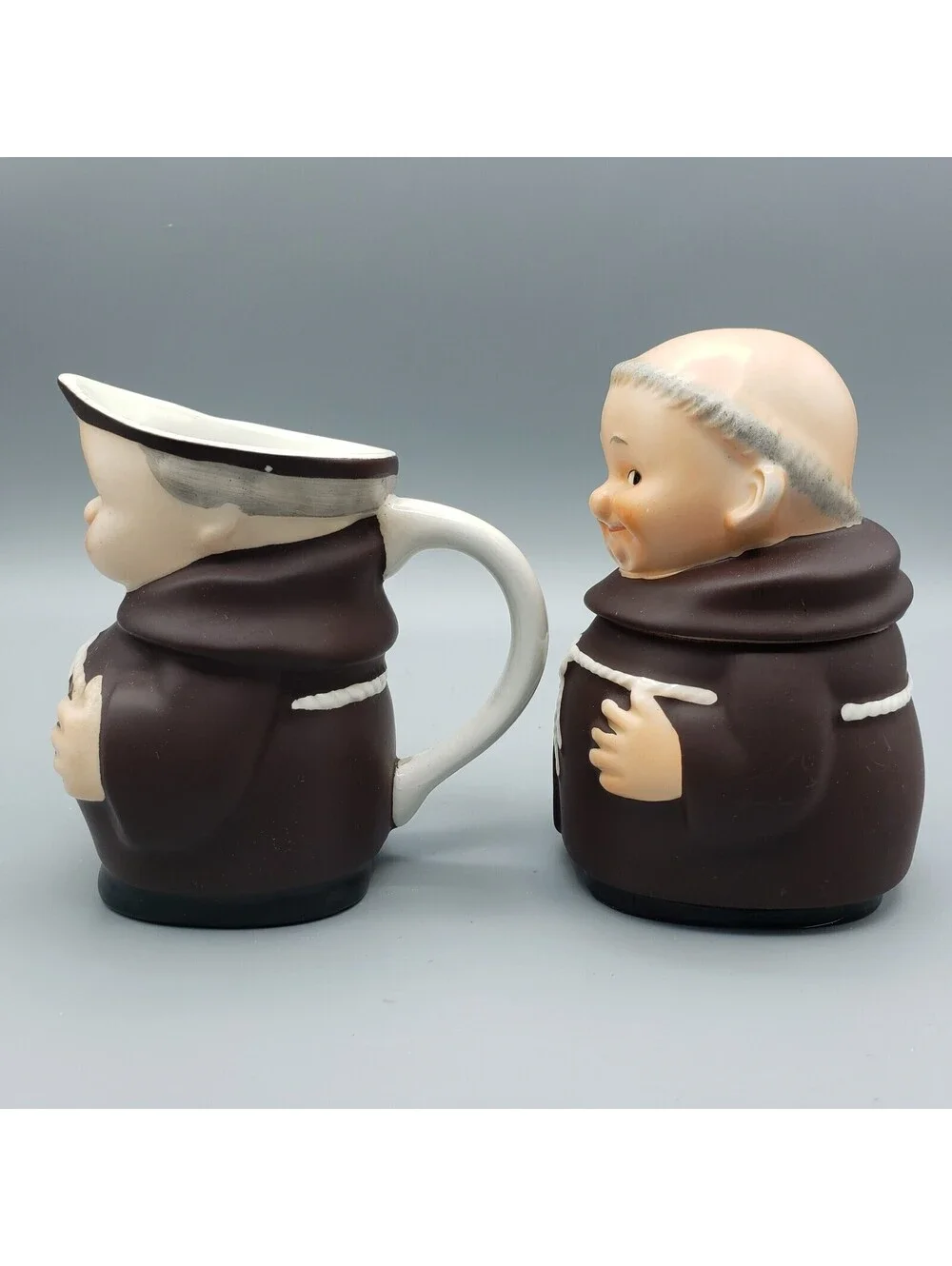 Vintage Goebel Friar Tuck Creamer and Covered Sugar Western Germany